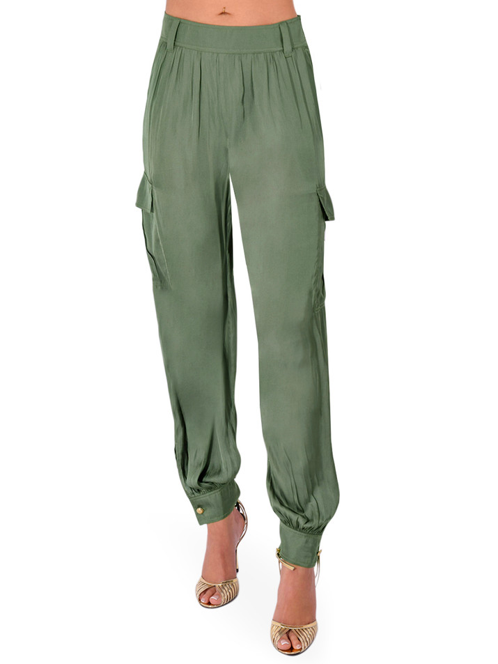 BA&SH Celia Pant in Kaki Front View 