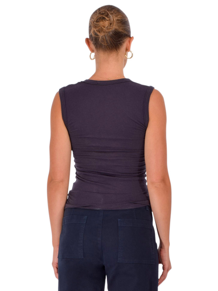 PHARAOH Joan Cashmere Jersey Tank in Carbon Back View 