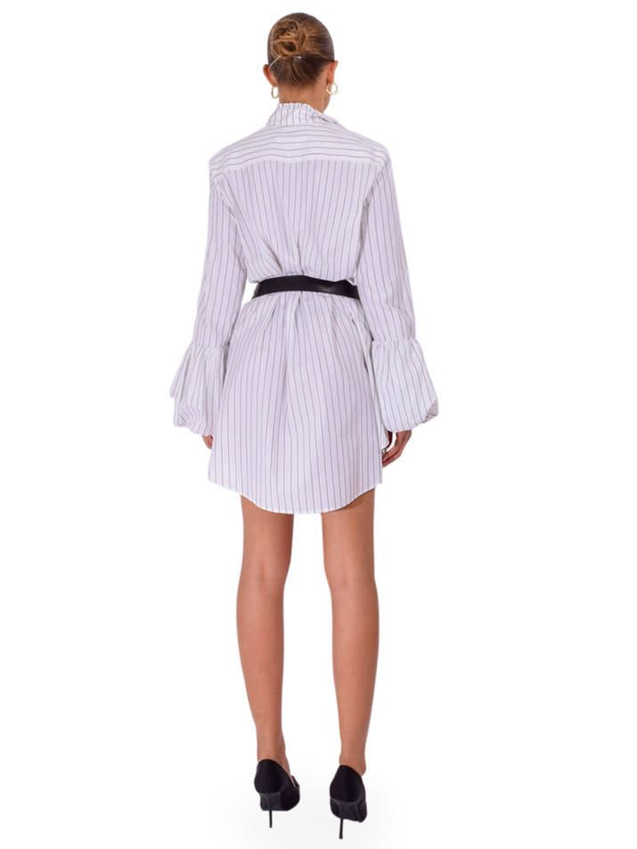 CAROLINE CONSTAS Scarlett Shirt Dress in White Back View 