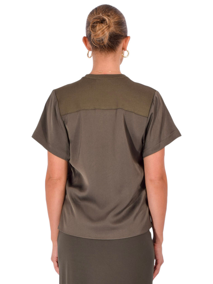 SIMKHAI Addy Satin Combo Tee in Sea Turtle Back View 

