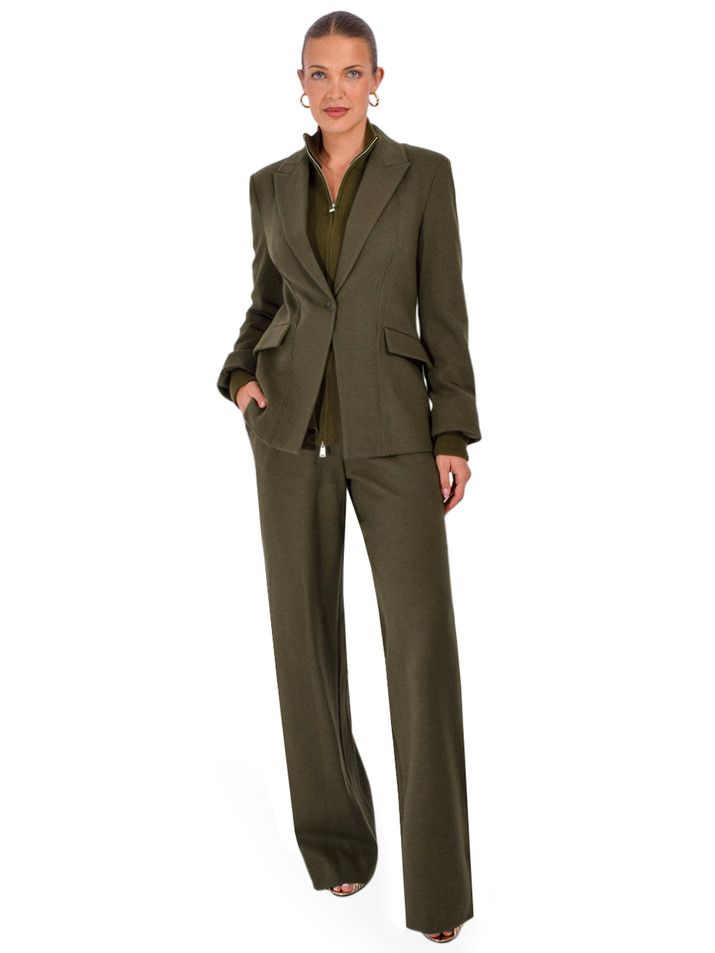 SIMKHAI Tavar Pants in Dark Olive Full Outfit 