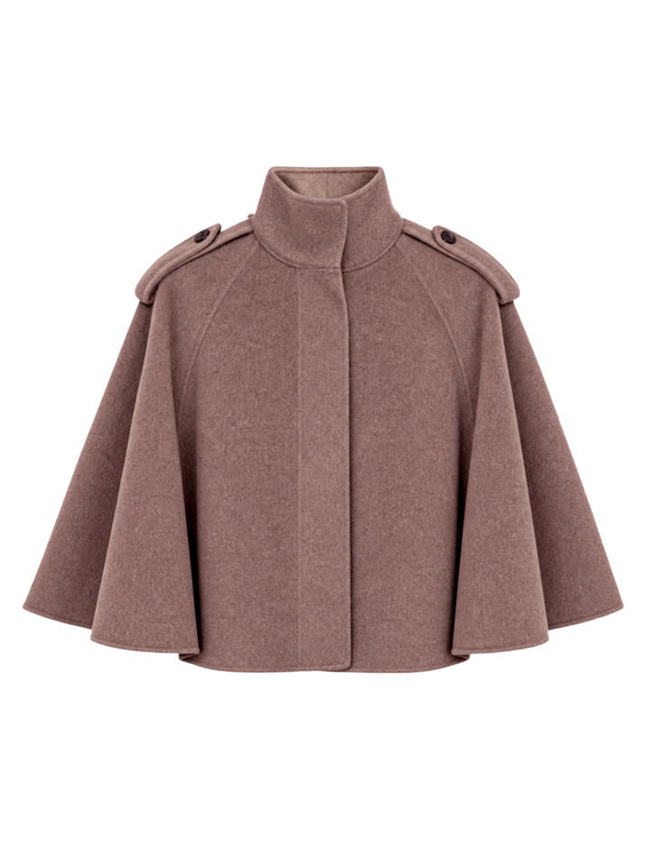 SIMKHAI Yara Cape Jacket in Mushroom Melange Product Shot 