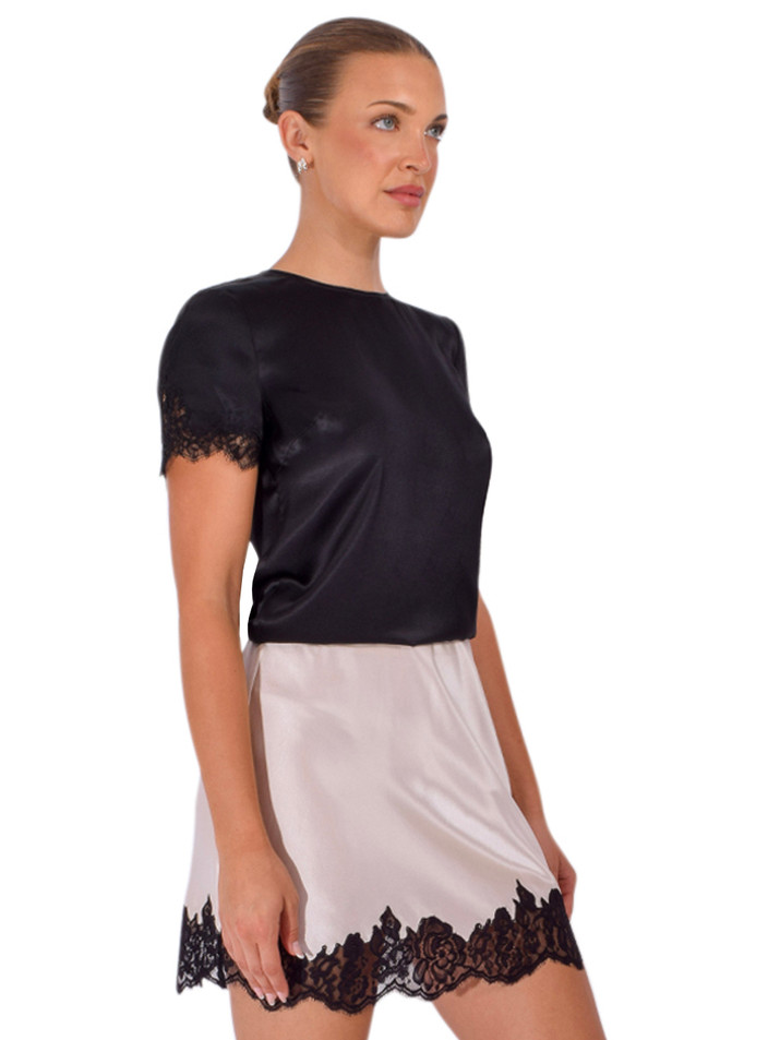 CAMI NYC Marguerite Silk Top in Black Side View 