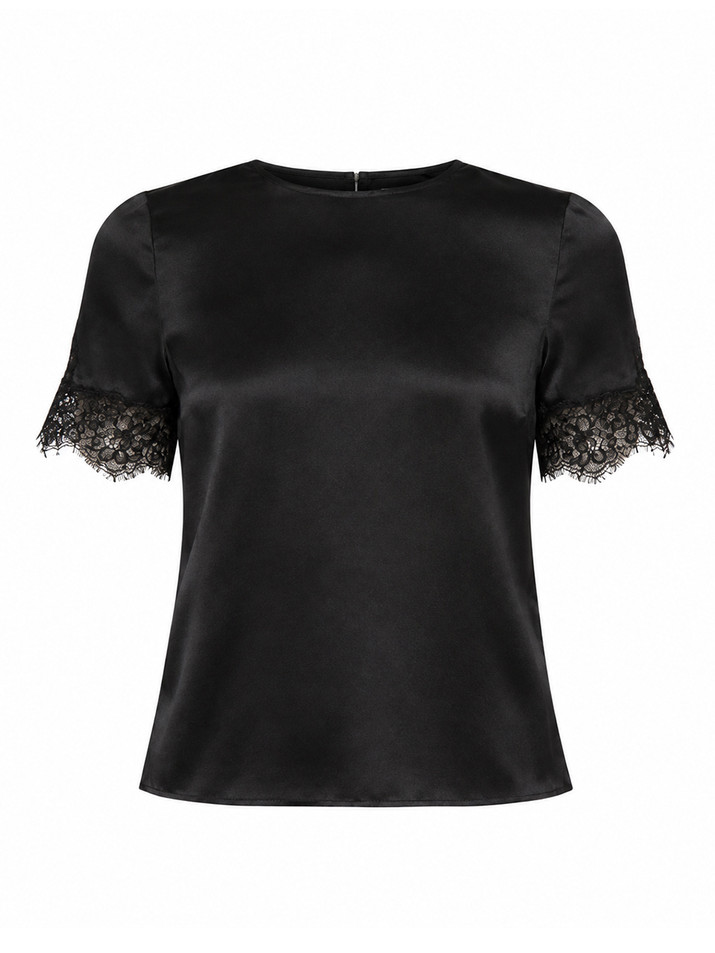 CAMI NYC Marguerite Silk Top in Black Product Shot 