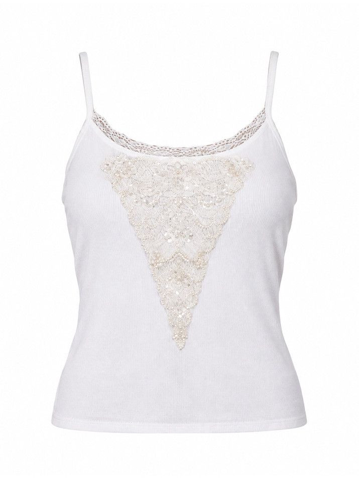 ANNA SUI Deco Tees Camisole in White Product Shot 