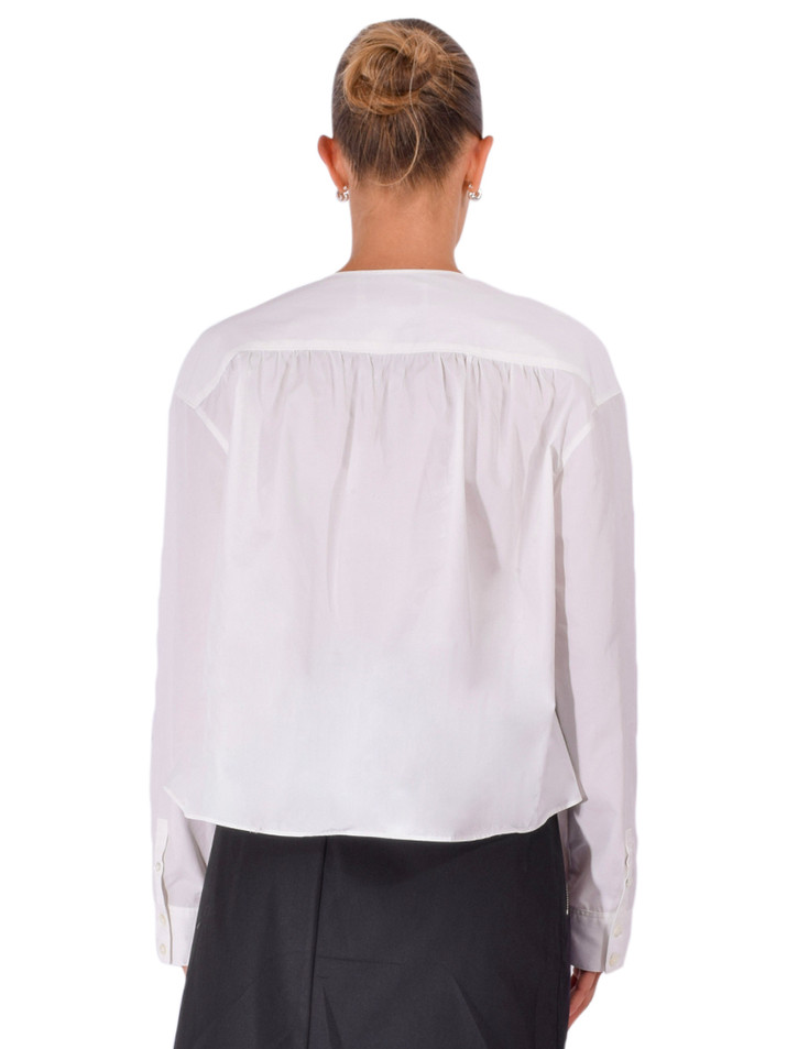 3.1 Phillip Lim Studded Gathered Poplin Blouse in White Back View 