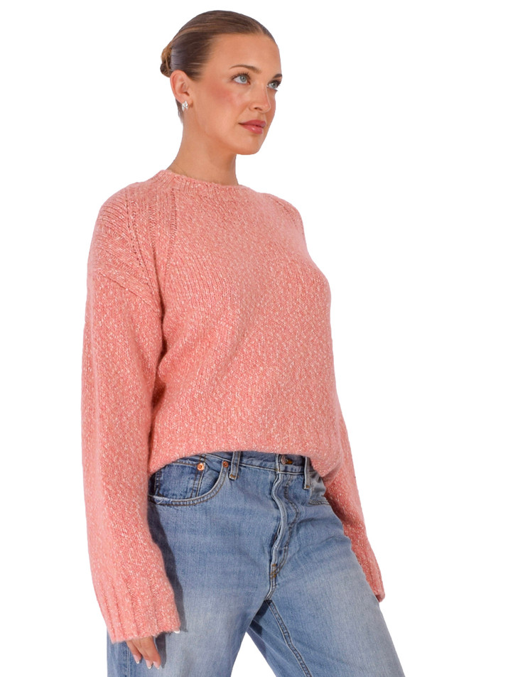 3.1 Phillip Lim Marled Wool Boxy Pullover in Peony Side View 