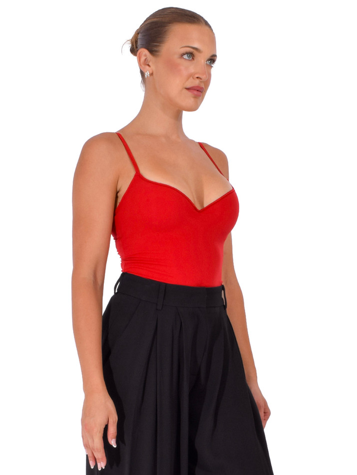 FLEUR DU MAL Built-in Bra Cami Top in Red Side View 