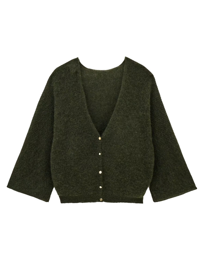 BA&SH Isaac Cardigan in Green Product Shot 

