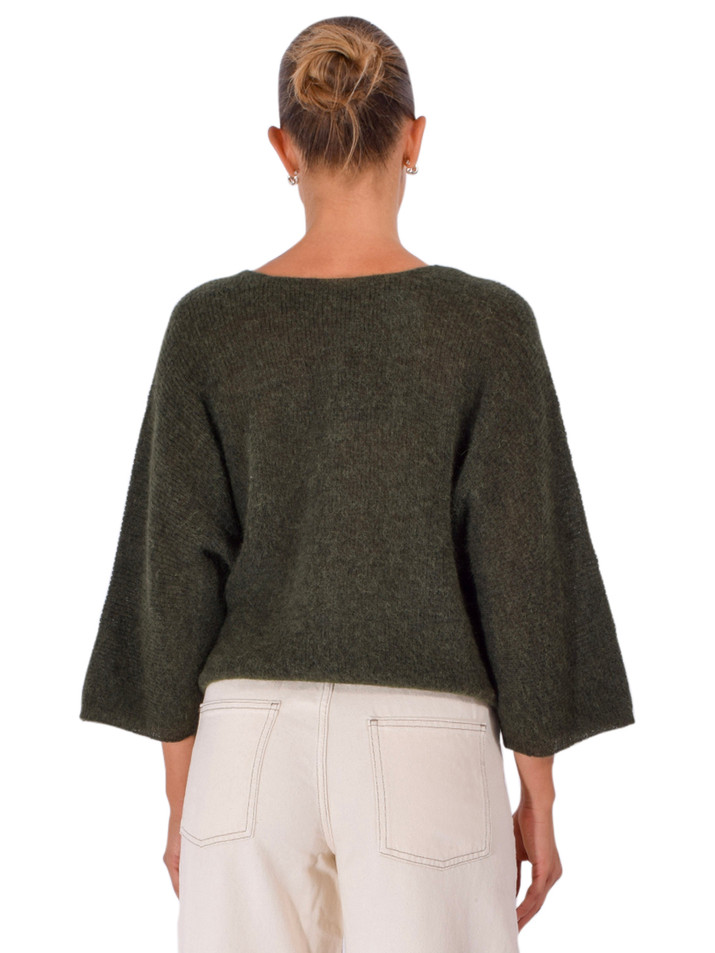 BA&SH Isaac Cardigan in Green Back View 

