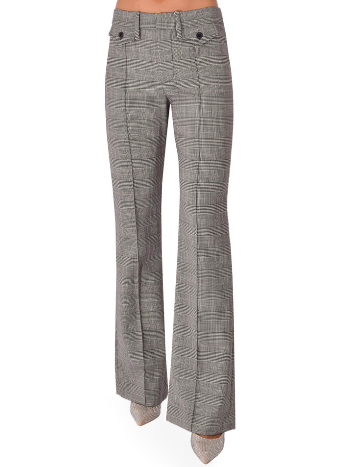 FRAME The Reboot Trousers in Black Plaid Front View 