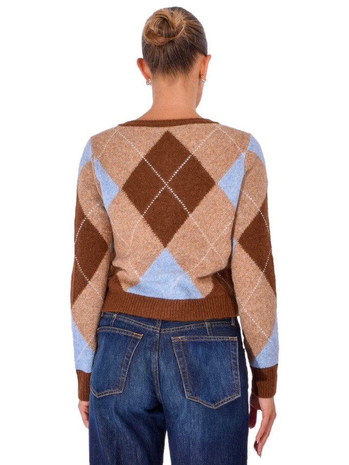 CHRISTY LYNN Goldie Cardigan in Argyle Blue Back View 