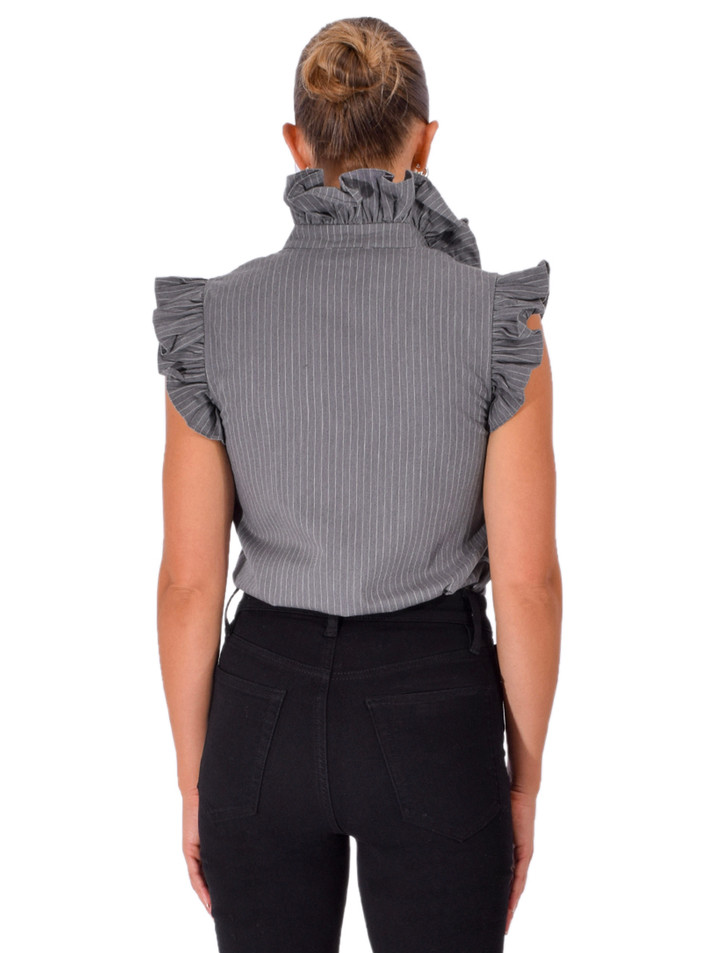 CHRISTY LYNN Marfa Top in Gray Stripe Back View 

