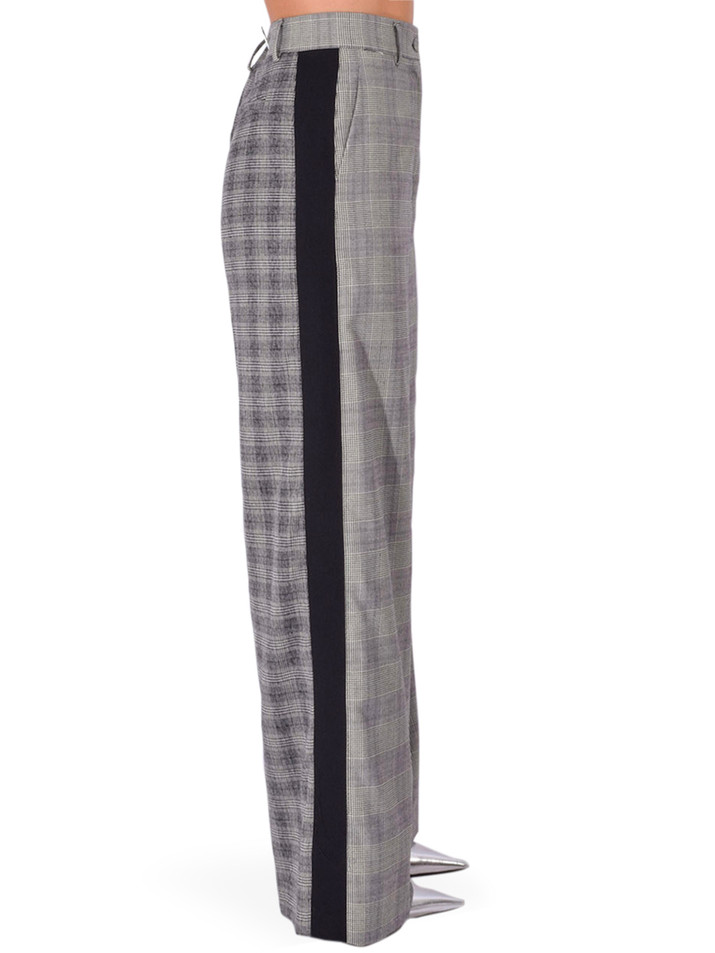 PIER ANTONIO GASPARI Wales Check Pant in Gray Multi Side View 2