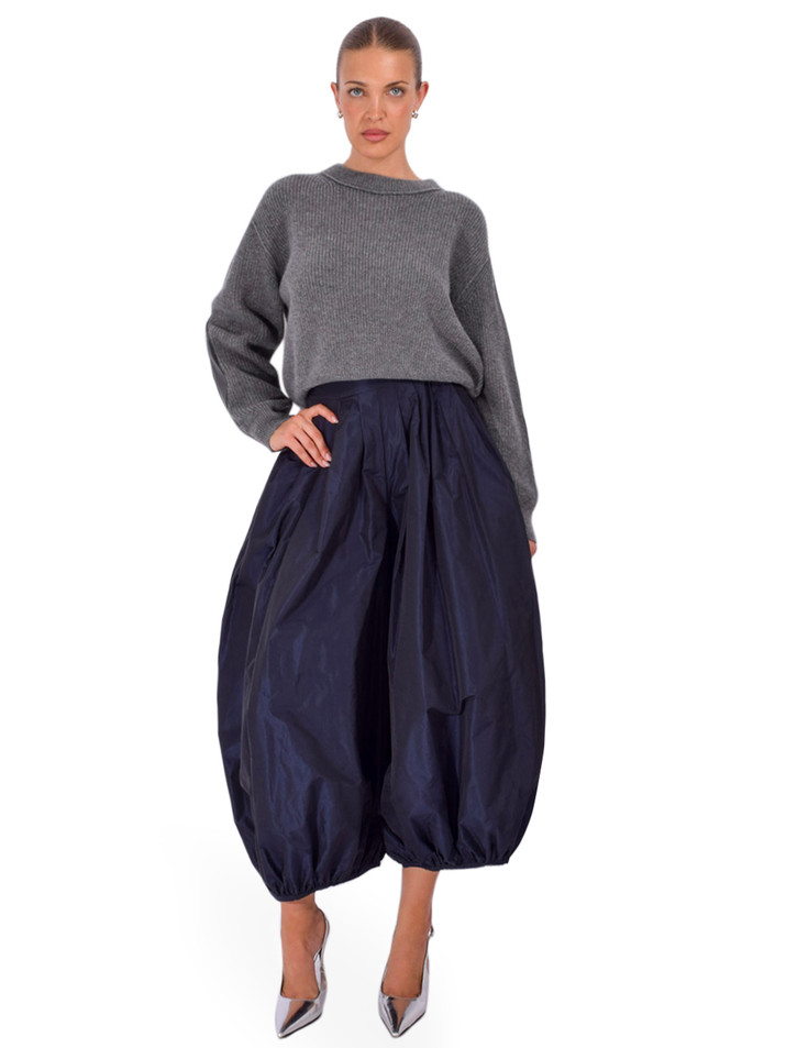 PIER ANTONIO GASPARI Sweater with Leather Patch Detail in Gray Full Outfit 