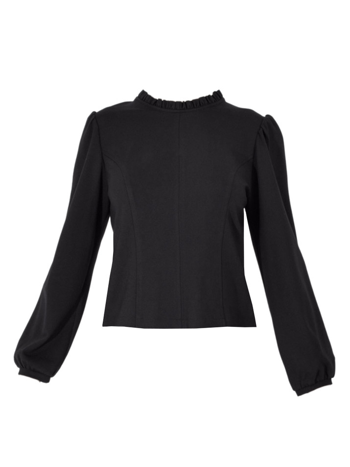 DREW Adlynn Ruffle Trim Top in Black Product Shot 