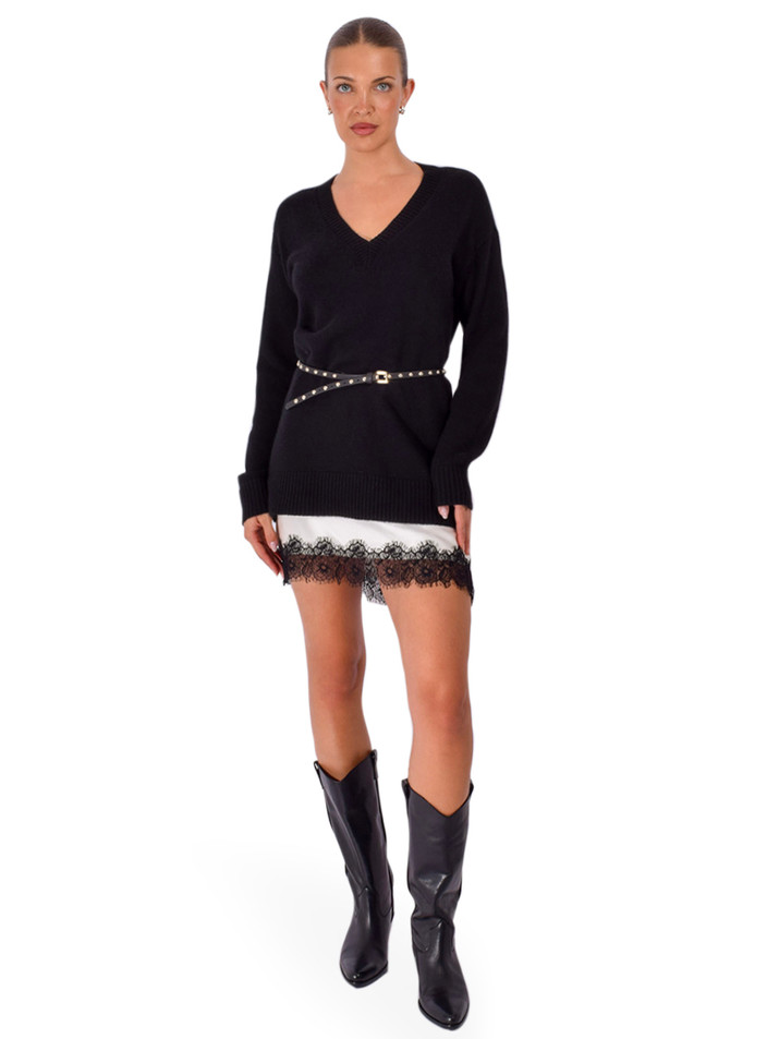 CINQ À SEPT Simona Dress in Black Front View 2