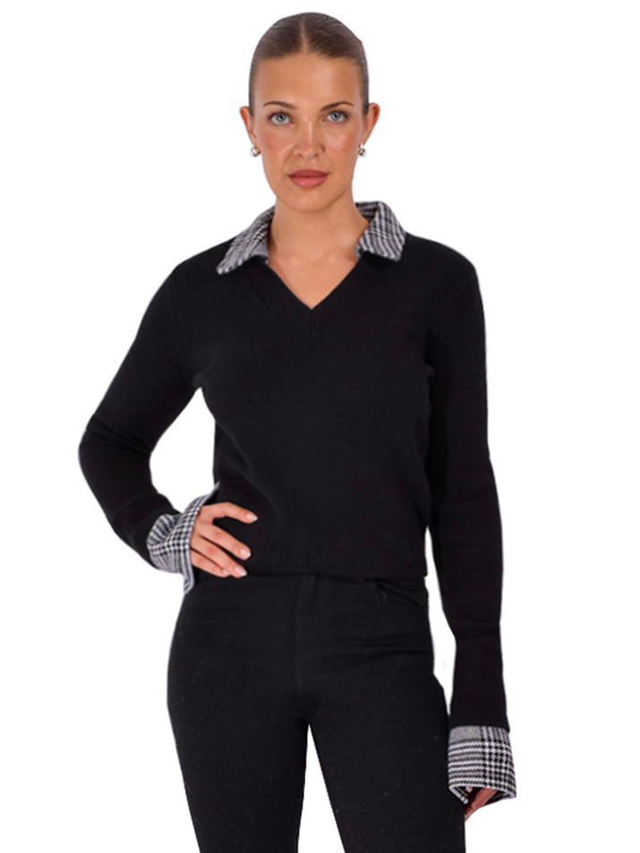 SER.O.YA Maia Sweater in Black Front View 