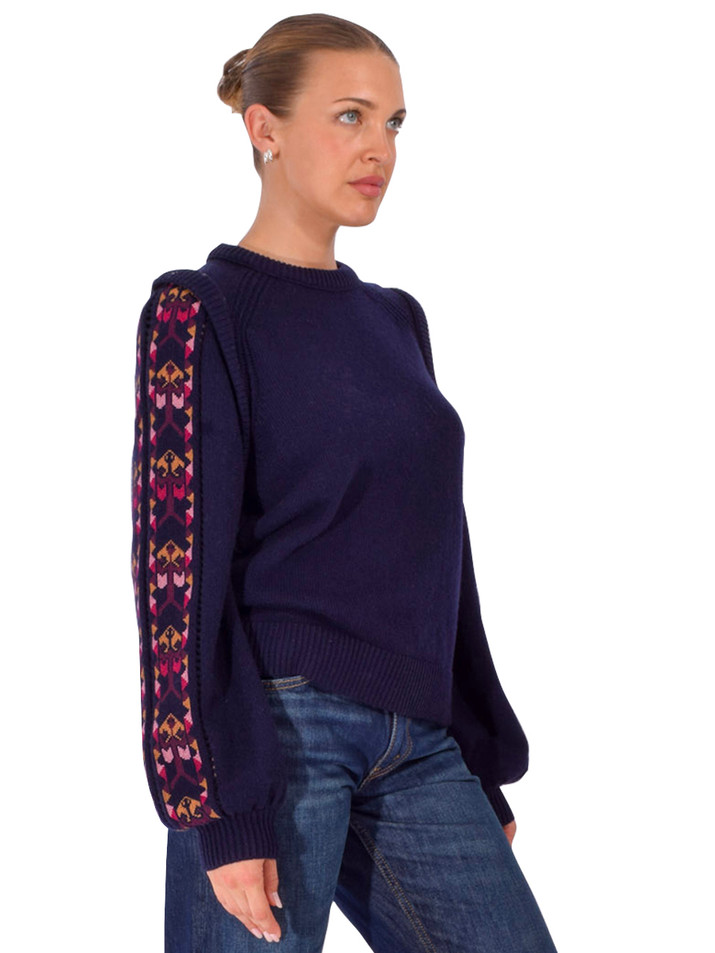 BA&SH Elda Jumper in Blue Multi Side View 