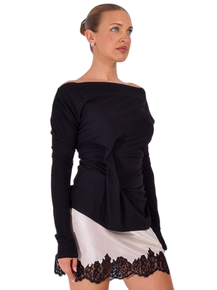 PARIS GEORGIA Lou Modal Top in Black Side View 