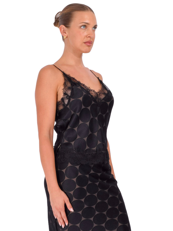LE SUPERBE Kusama Dot Cami in Black Side View 