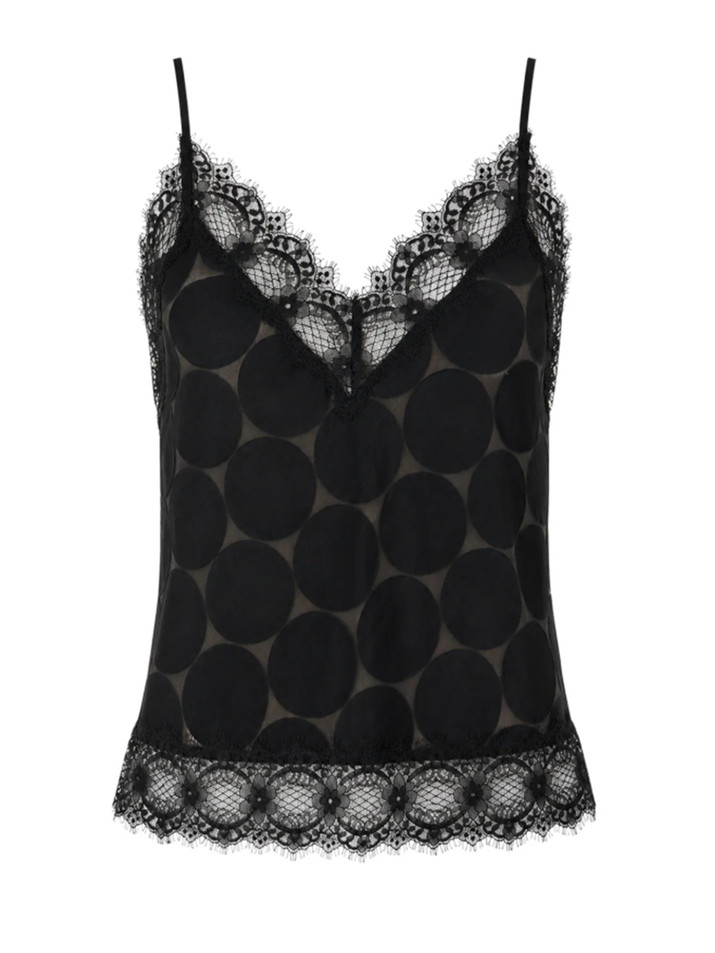 LE SUPERBE Kusama Dot Cami in Black Product Shot 

