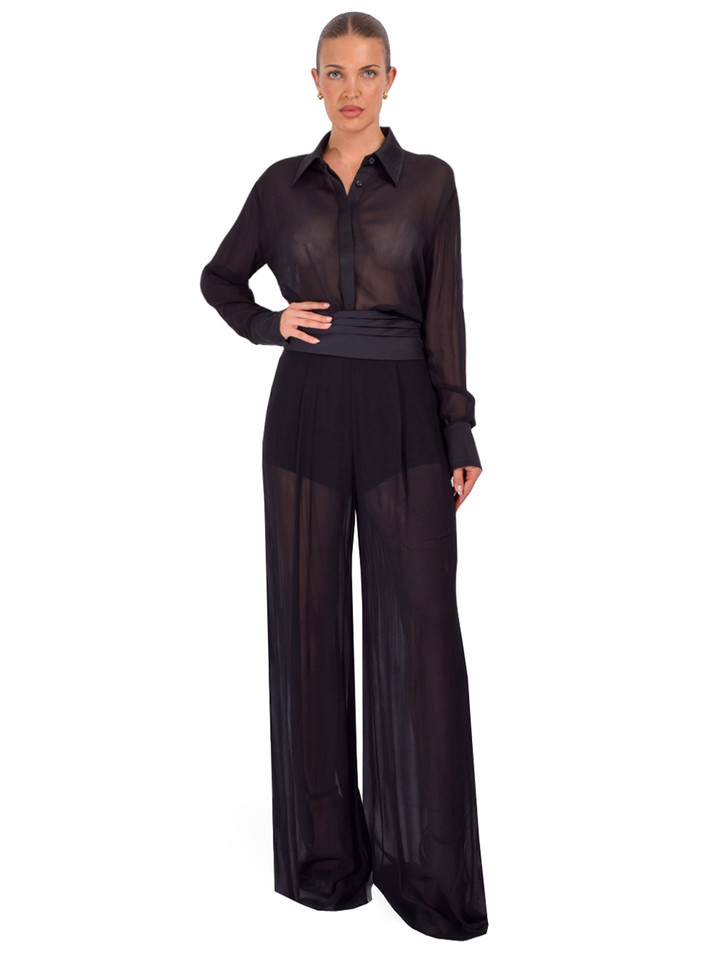 SANS FAFF Tuxedo Palazzo Pants in Black Full Outfit 