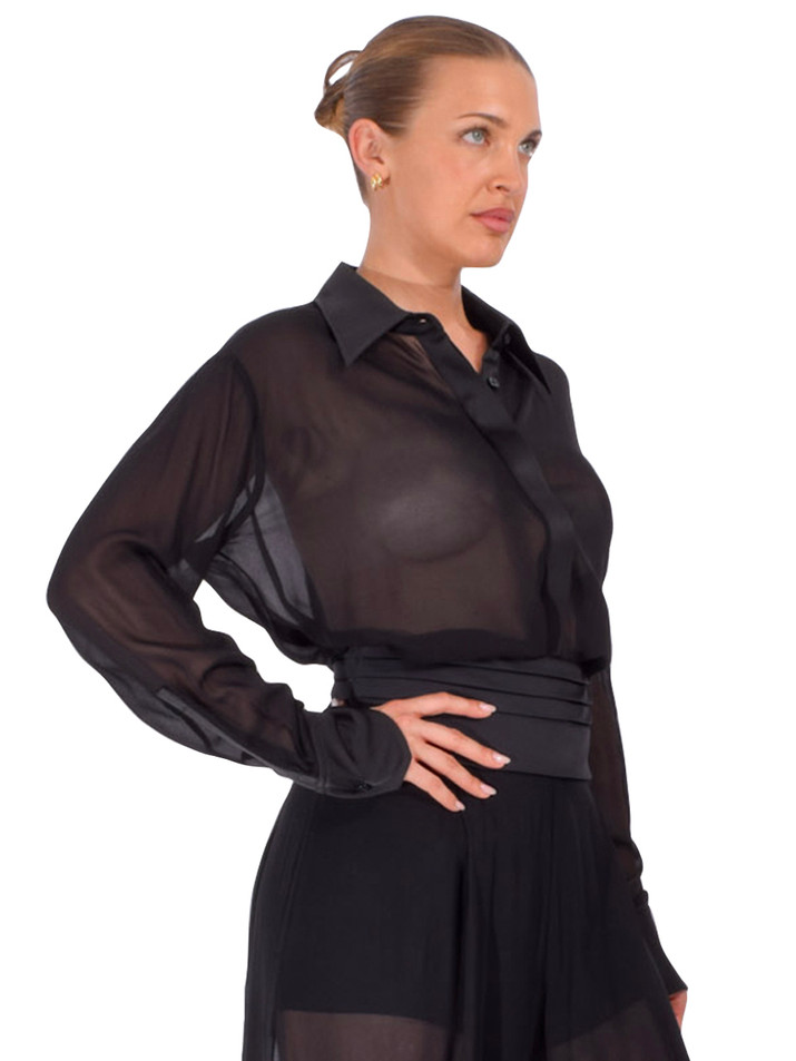 SANS FAFF Palazzo Shirting in Black Side View 