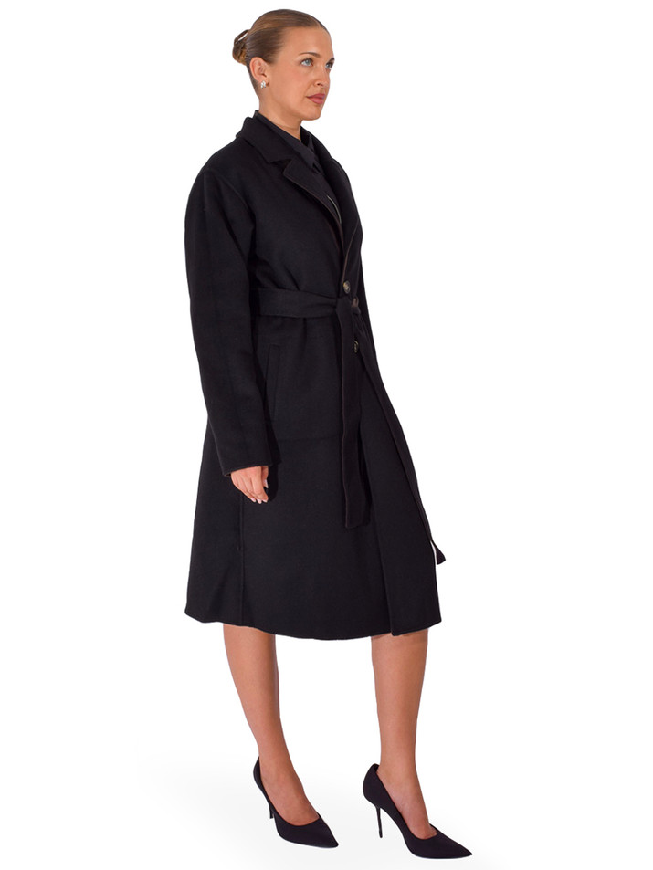 LAMARQUE Katie Reversible Wool Coat in Brown & Black Side View 2