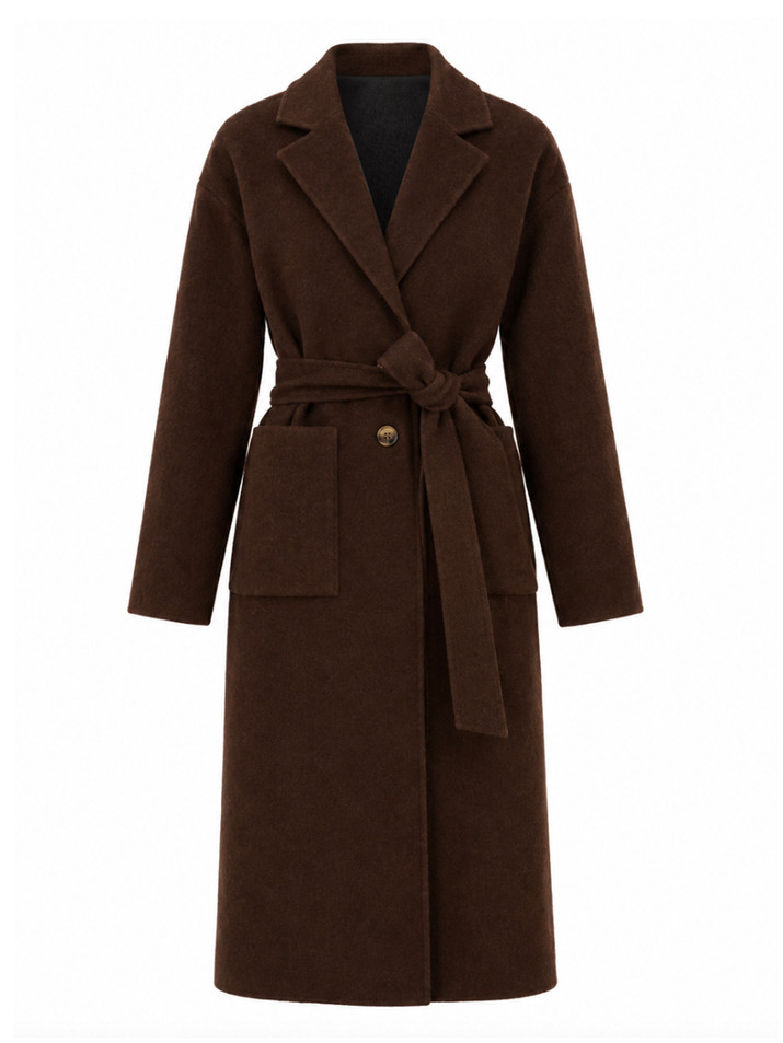 LAMARQUE Katie Reversible Wool Coat in Brown & Black Product Shot 