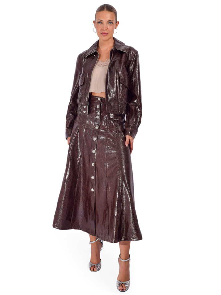CINQ À SEPT Tumbled Vegan Leather Alexander Jacket in Ground Coffee Full Outfit 