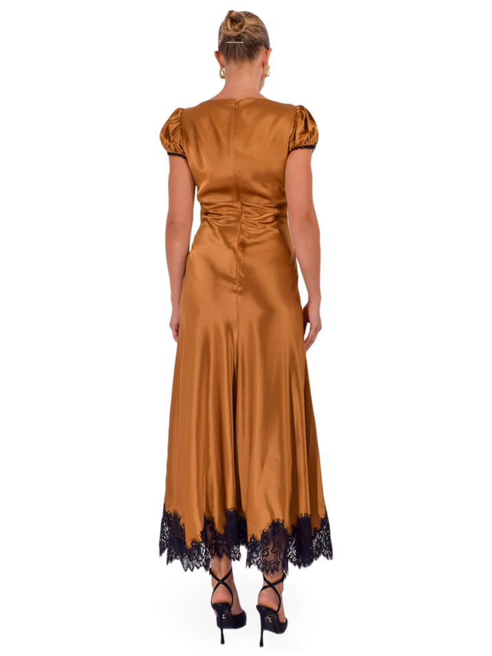 CINQ À SEPT Sienne Dress in Bronze Back View 