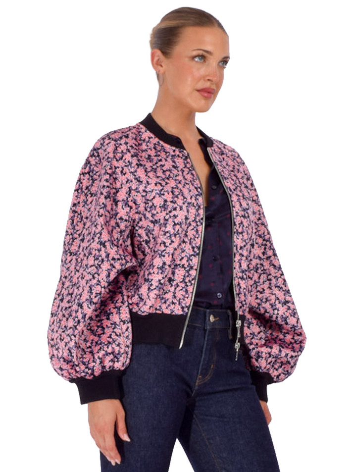 ESSENTIEL ANTWERP Kryo Oversized Bomber in Pink Multi Side View 