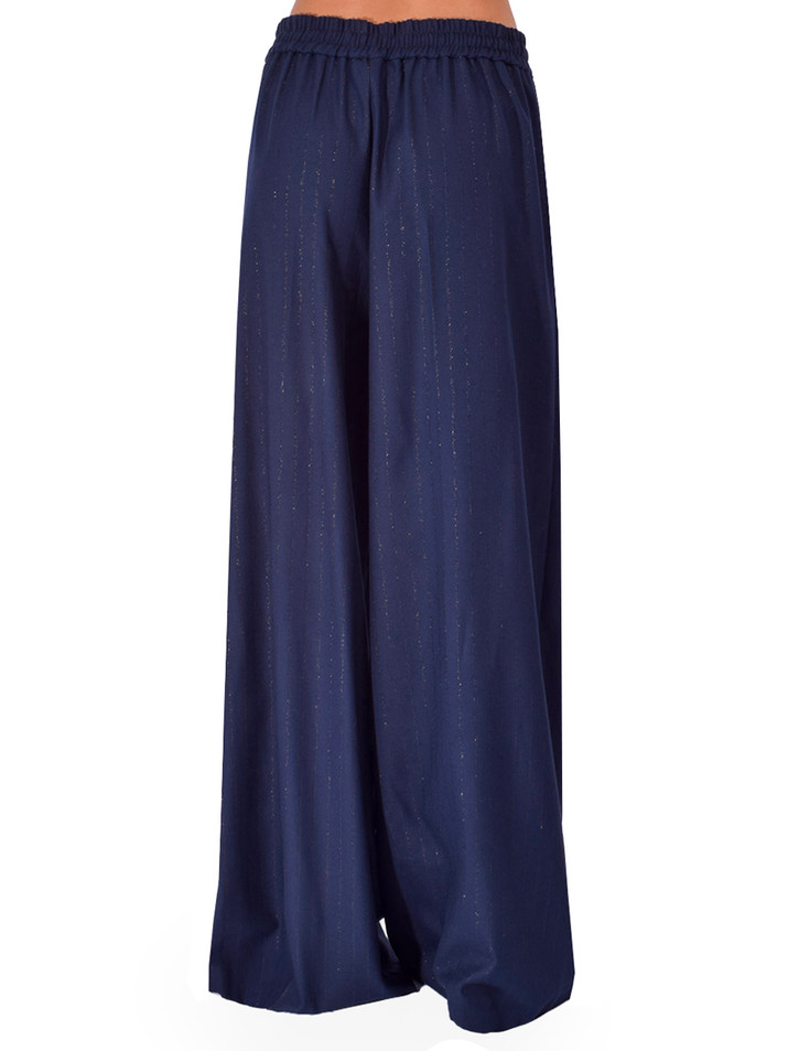 L'AGENCE Connie Drawstring Trouser in Midnight Pinstripe Back View 