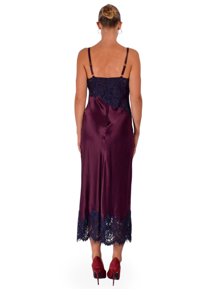 L'AGENCE Araminta Lace Dress in Sangria/Midnight Back View

