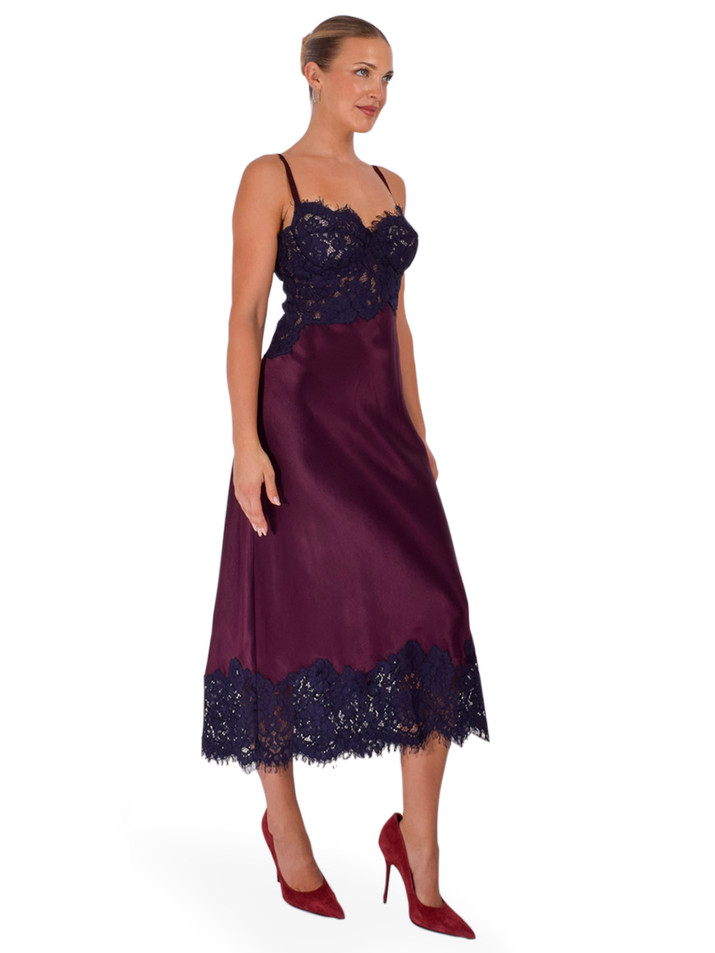 L'AGENCE Araminta Lace Dress in Sangria/Midnight Side View 