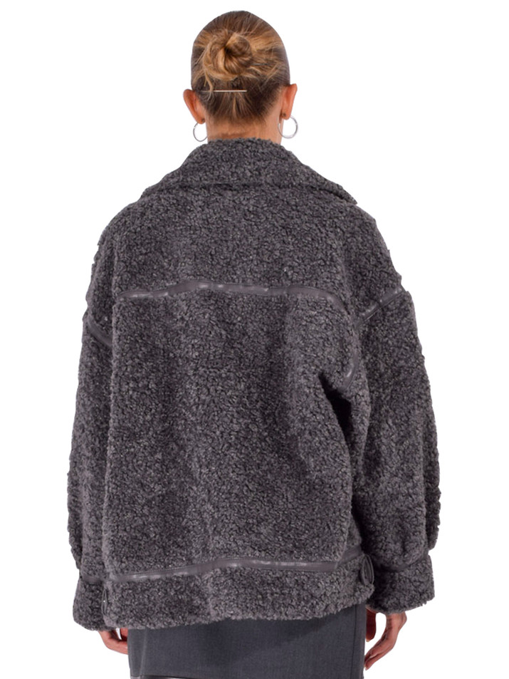LAMARQUE Badu Coat in Charcoal Back View