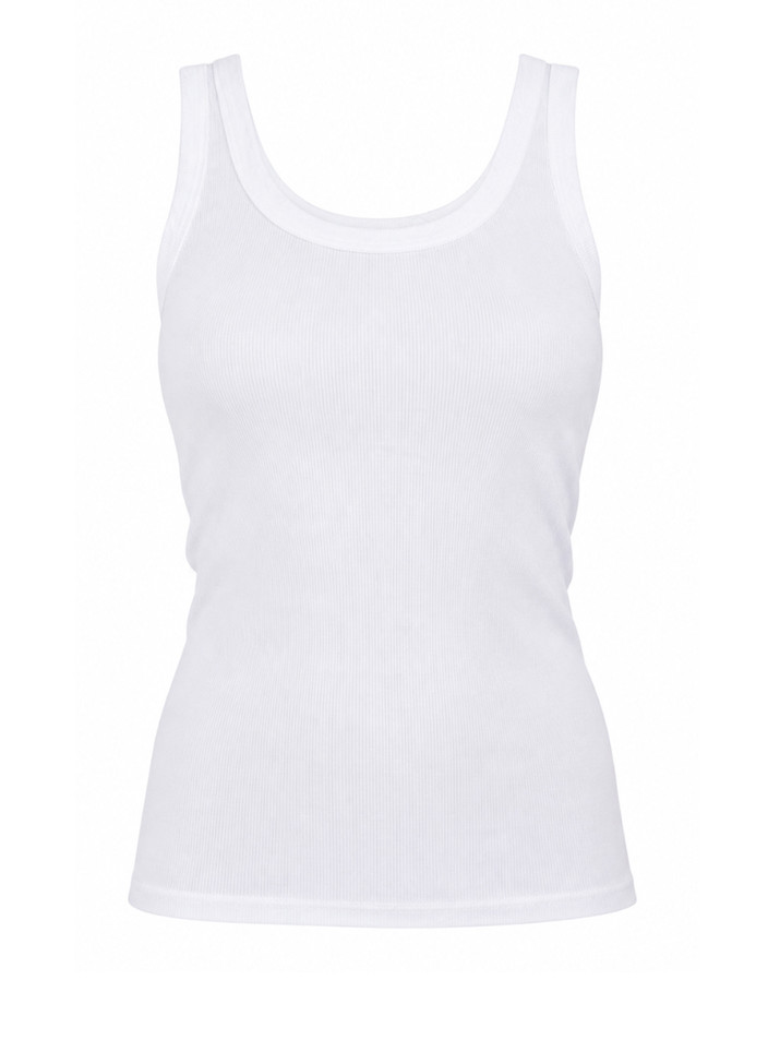 PHARAOH Cass Tank in White Lightweight Rib Product Shot 
