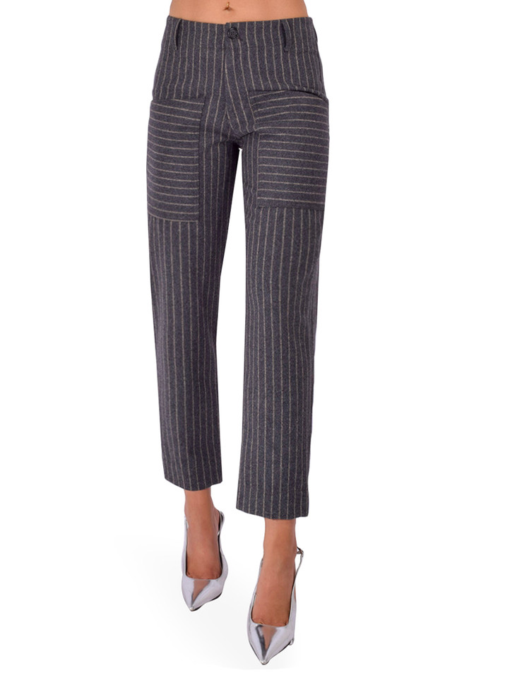 PHARAOH Ezra Pant in Gray Pinstripe Front View 