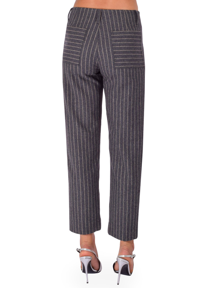 PHARAOH Ezra Pant in Gray Pinstripe Back View 