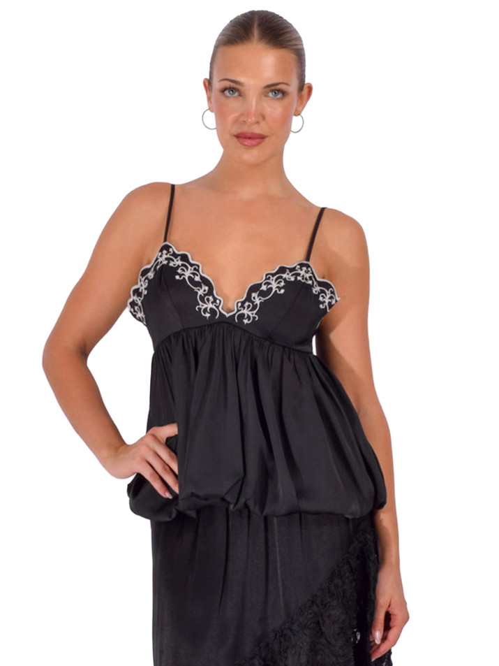 OPERA SPORT Bianca Top in Black Front View 