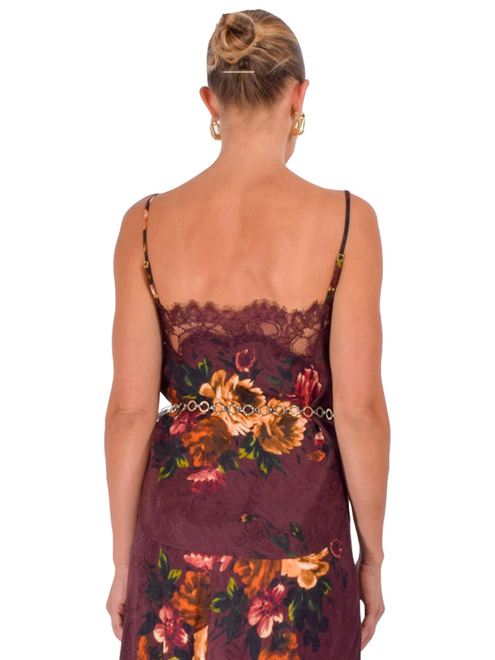 CARA CARA Nala Cami in Ariana Flora Merlot Back View 