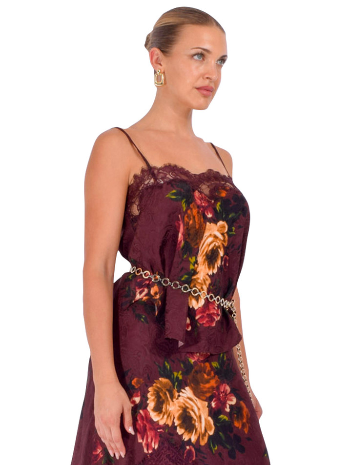 CARA CARA Nala Cami in Ariana Flora Merlot Side View 