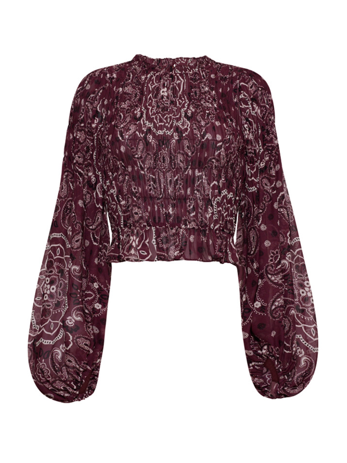CARA CARA Weston Top in Bandana Plum Product Shot 