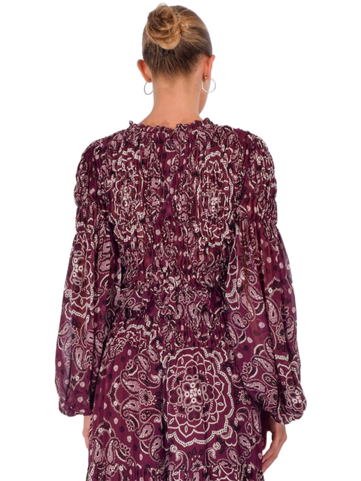 CARA CARA Weston Top in Bandana Plum Back View 