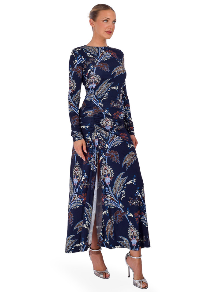 CARA CARA Piermond Dress in Mod Paisley Navy Side View 