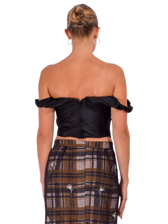 STAUD Olivia Silk Top in Black Back View 