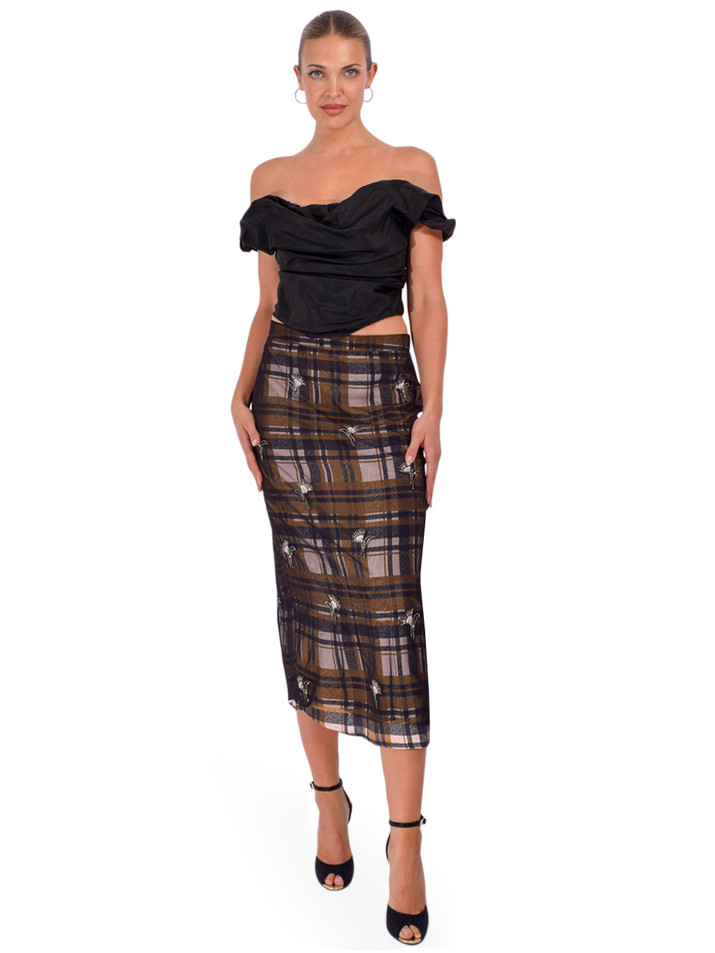 STAUD Olivia Silk Top in Black Full Outfit