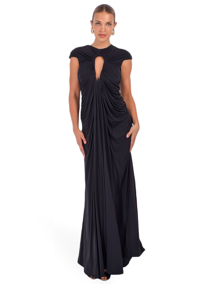 DELFI Astrid Dress in Black Front View 1