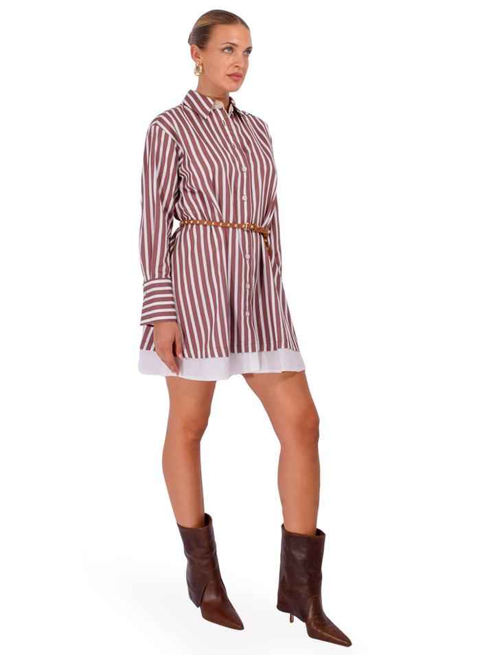 THEO Lalia Mini Shirtdress in Huckleberry Stripe Side View 